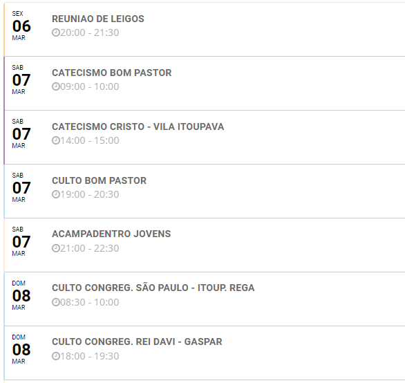 Programação do Fim de Semana